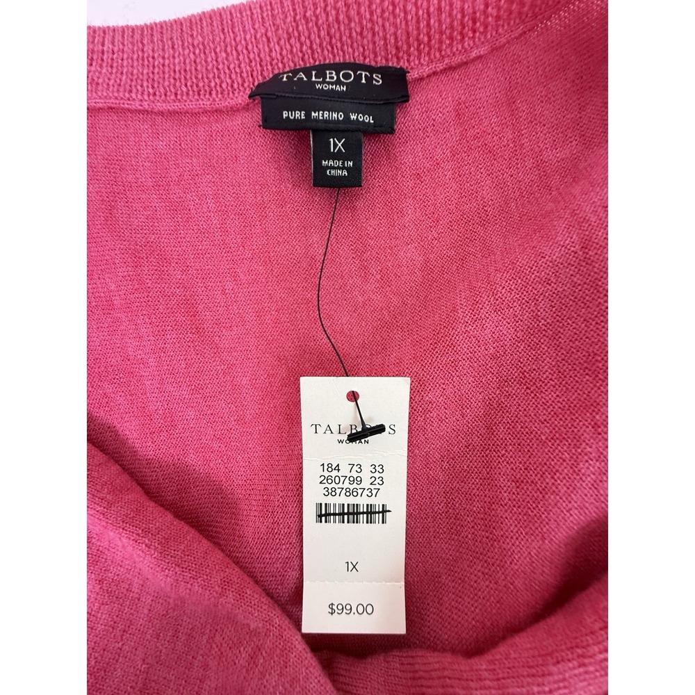 Talbots 100% Merino Wool Sweater 1X Pink Cowl Neck Lightweight Plus NWT - Picture 4 of 10